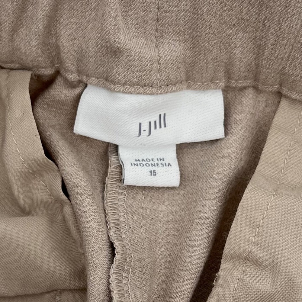 J. Jill Women Tapered Leg Elastic Back Trouser Pant Size 16 Taupe Career Modest - Picture 5 of 12